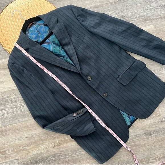 Etro navy blue blazer wool‎ silk blend - Picture 3 of 12